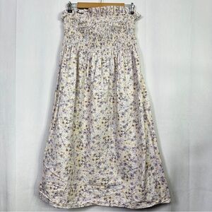 H&M Floral Sleeveless Midi Dress Smocked Spring Large Stretch Cottagecore Purple